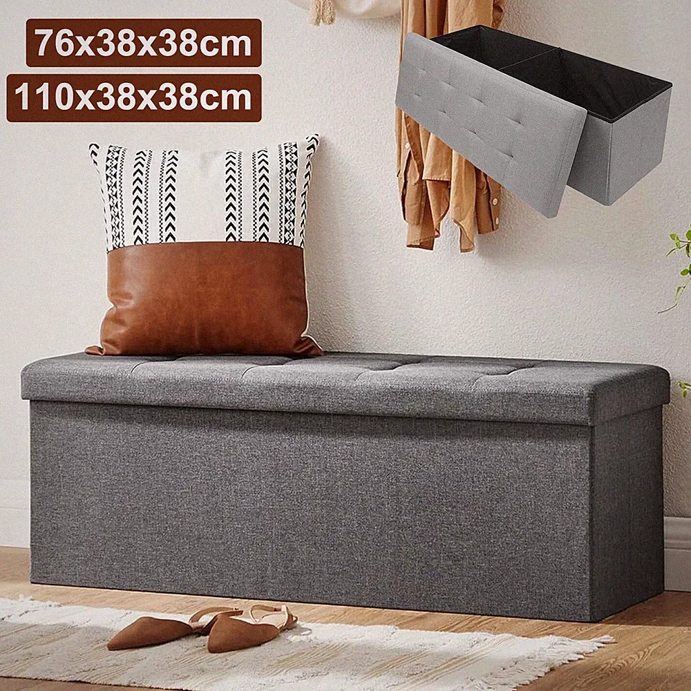 Faltbar Sitzhocker mit Stauraum Truhenbank Sitzbank Aufbewahrungsbox Ottomane DE