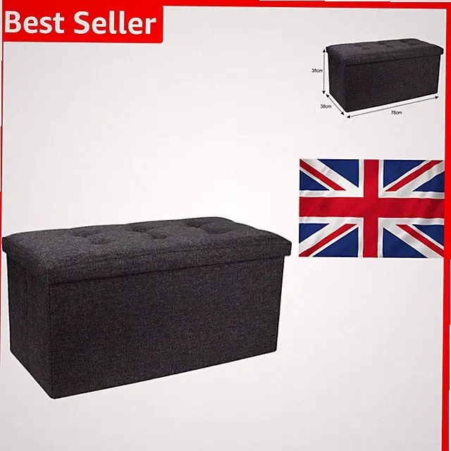 Faltbare Ottomane Aufbewahrungsbox 76 cm Leinen Stoff Grau Schwarz Beige Grün Sitzbank