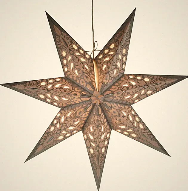 Faltbarer Advents Leucht Papierstern, Weihnachtsstern 60 cm - Priamos silber