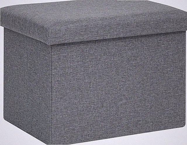 Faltbarer Leinen-Hocker, Stauraum, Gepolsterte Sitzbank, Wohnzimmer, Flur, Grau