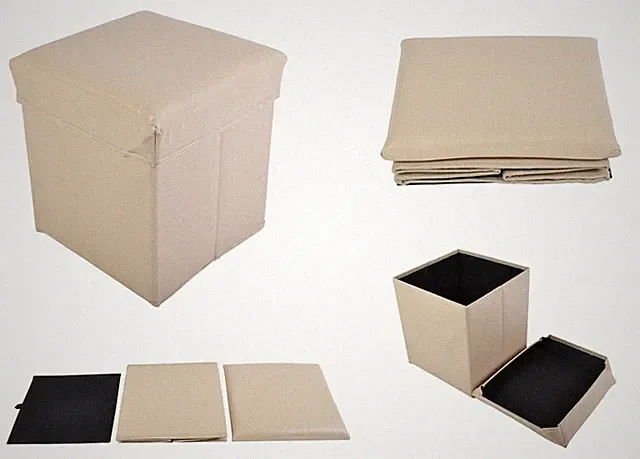 Faltbarer Sitzwürfel Aufbewahrungsbox Sitzhocker Sitzbank Truhe Fußbank beige