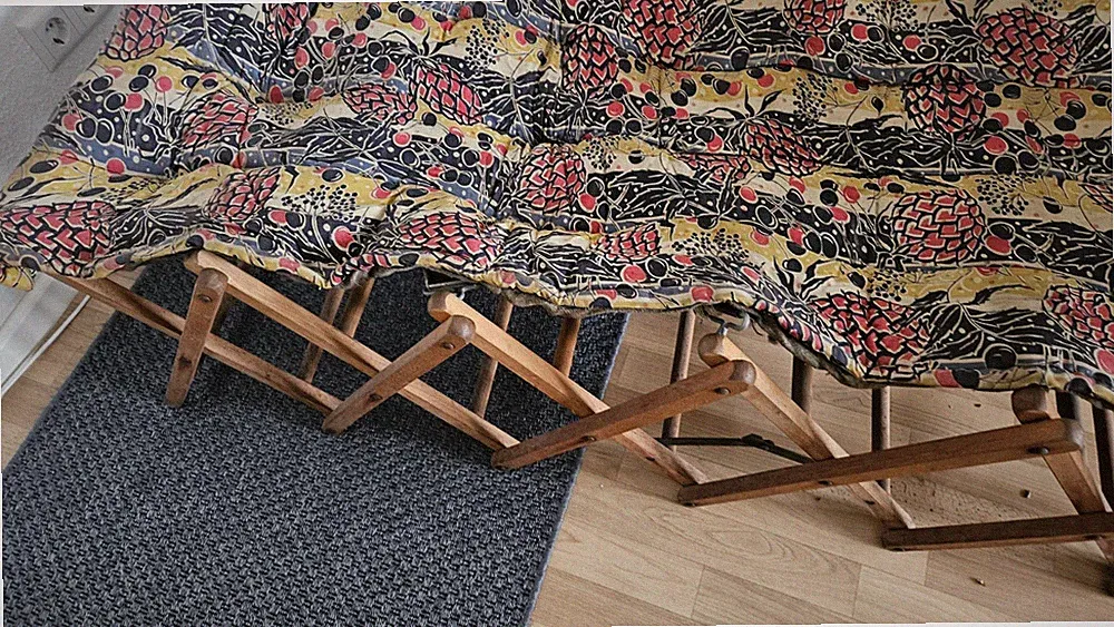 Faltbett Faltliege Klappliege - Reinhard Jahn Möbel - Holz - DDR - Vintage Retro