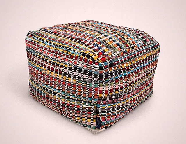Farbstreifen Handgewebt 100% Baumwolle Quadratisch Pouf Sitz Sitz Sitzsack Fußbank