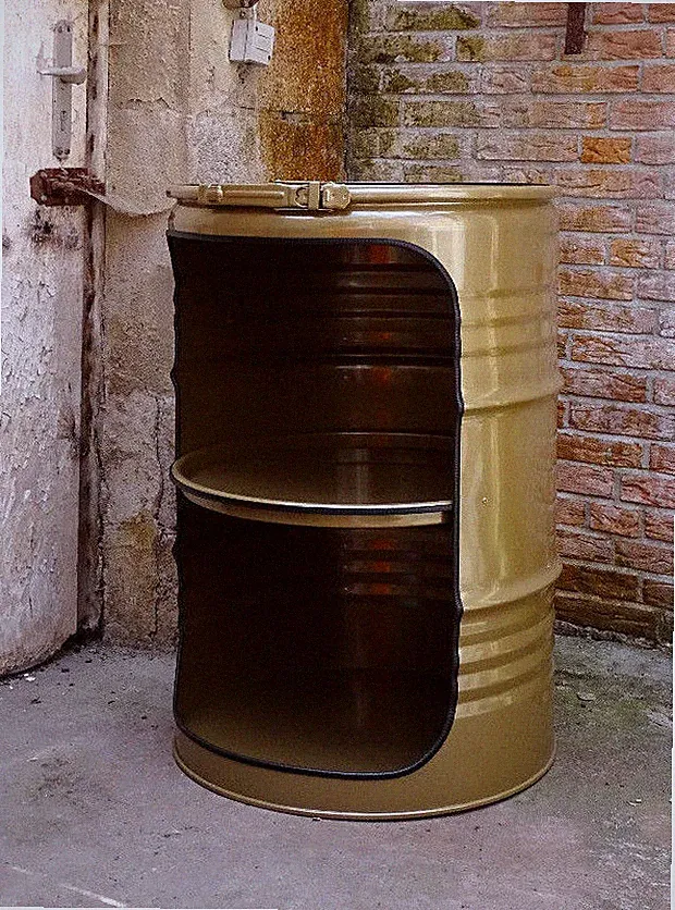 Fassregal Design Regal Ölfass 210 Liter Fass Möbel mehrere Farben + Beleuchtung