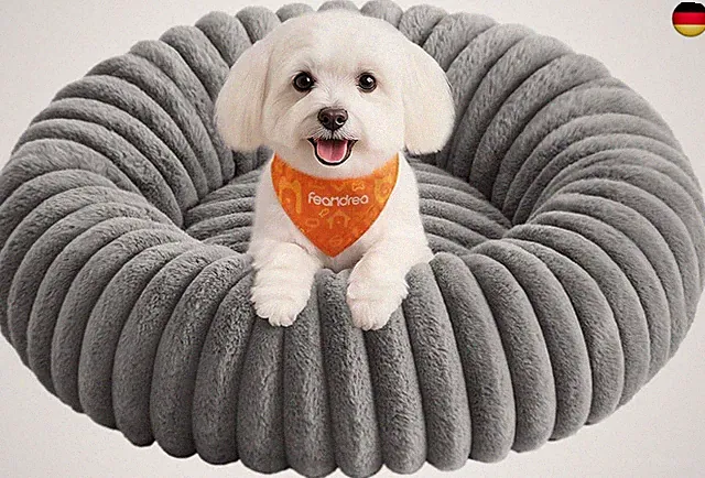 Feandrea Hundebett, mittelgroßes Katzenbett, 60 cm Durchmesser, Hundekörbchen, H