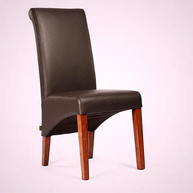 Felice Lederstuhl Echtleder Dark Braun Nussbaum Federkern massiv Holz bis 150 kg