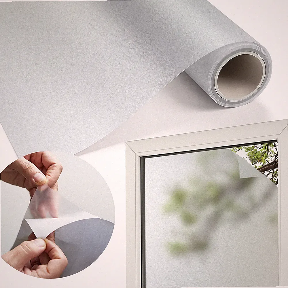 Fensterfolie Milchglas Folie Selbstklebend Blickdicht Glas Türen Möbel 100x106cm