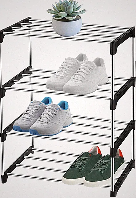 Fentar Schuhregal Platzsparend, 4-Stufige Verstellbare Schuhregal Schmal, Stabil