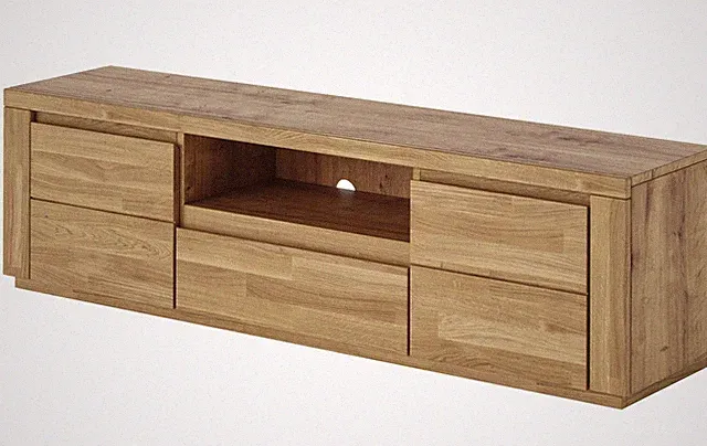 Fernsehtisch 160cm Eiche Massivholz-Front Lowboard Schublade Kabeldurchlass