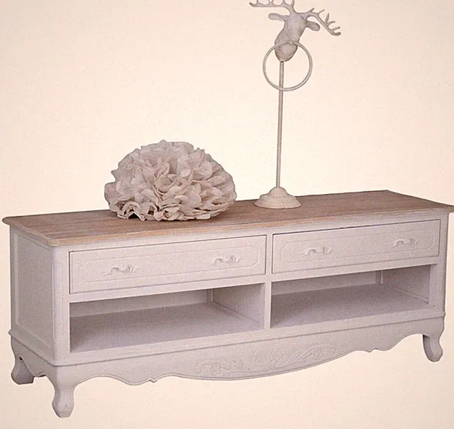 Fernsehtisch shabby weiss TV Möbel vintage Sideboard Landhausstil TV Schrank neu