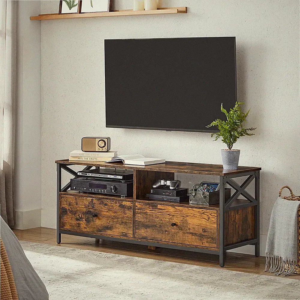 Fernsehtisch TV-Schrank TV-Lowboard mit 2 Schubladen Stahlgestell LTV300B01