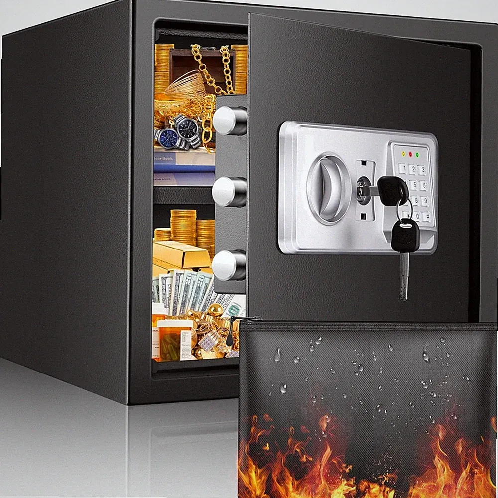 Feuersicherer Safe 30L mit Geldbörse, Wandtresor mit Alarm, Möbeltresor für...