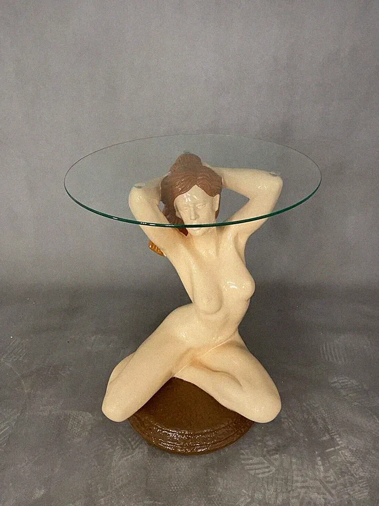 Figurentisch im Frauen Design Beistelltisch, Couchtisch, Glastisch Antik Stil