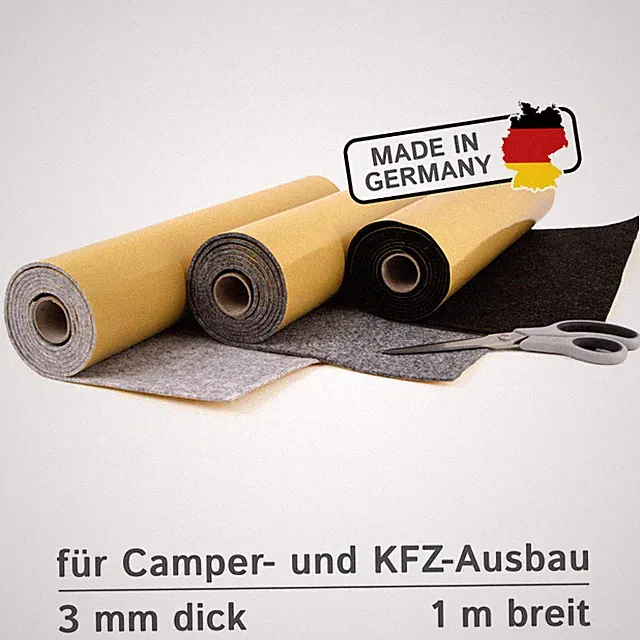 Filz Meterware selbstklebend, Nadelfilz 3 mm dick, anthrazit, silbergrau, grau