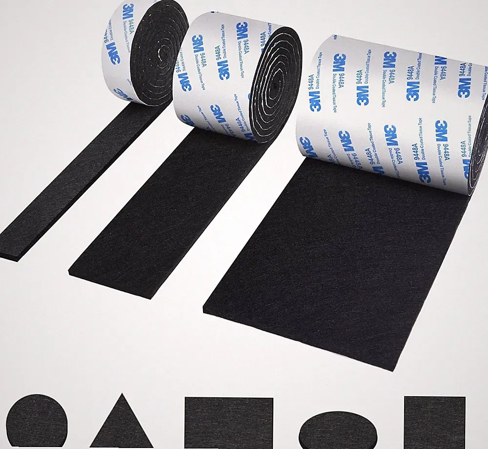 Filzgleiter Selbstklebend 3 Rollen 120cm Schwarz Starke Filzstreifen für Möbel