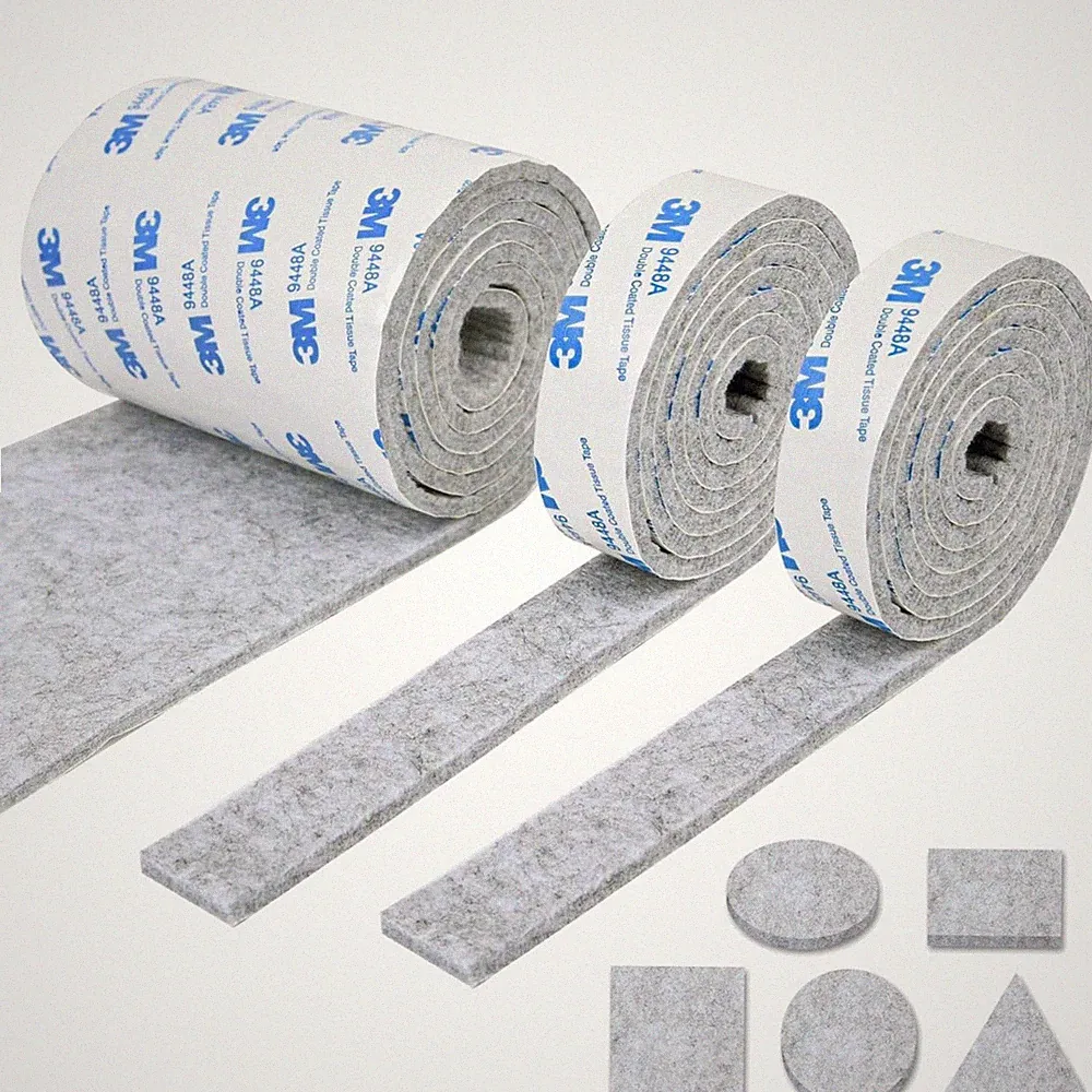 Filzgleiter Selbstklebend Möbelgriff Schutz 120x10cm 3 Rollen grau