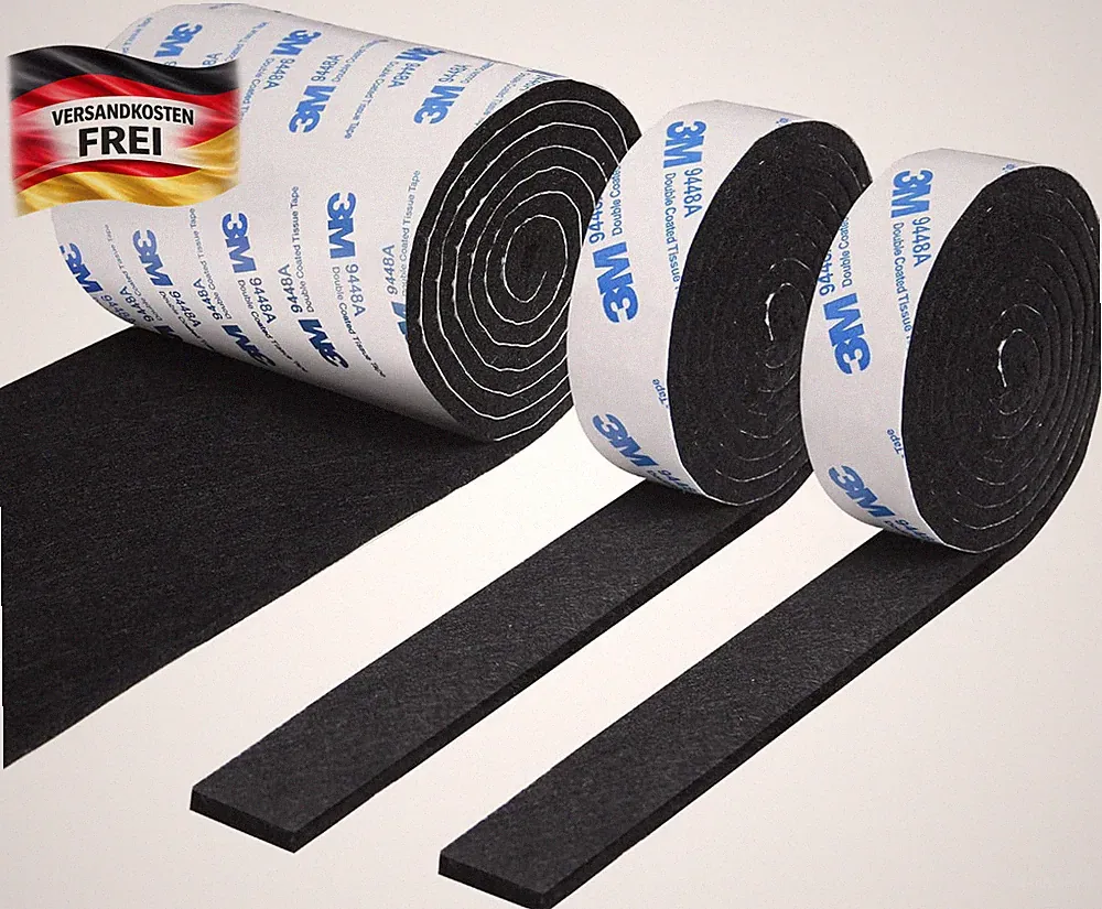 Filzgleiter selbstklebend Set für Möbel- und Fußbodenschutz, 3 Rollen, schwarz
