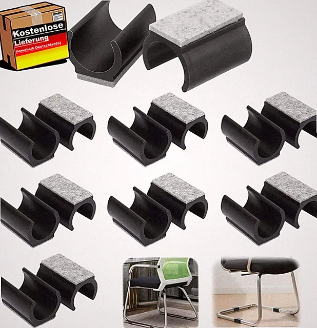 Filzgleiter Set mit Klemmschale für Freischwinger Stühle, lärmreduzierend, stabi