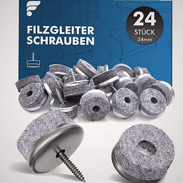 Filzgleiter Stuhl 24 Stück Ø24mm Schrauben Möbelbodenschutz leise