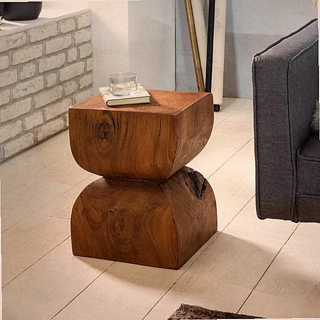 FineBuy Beistelltisch Braun Holztisch Rustikaler Deko-Tisch Anstelltisch Klein