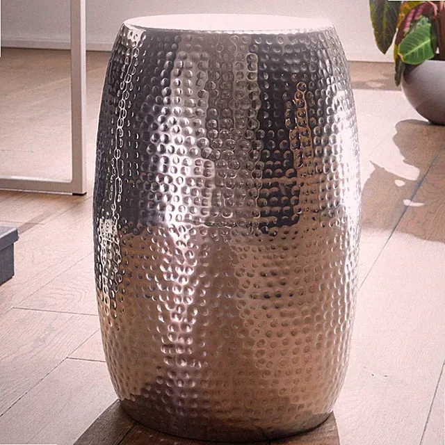 FineBuy Beistelltisch Ø30 cm Aluminium Couchtisch Silber Metall Ablagetisch Alu