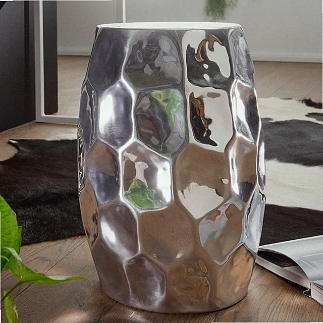 FineBuy Beistelltisch Silber Couchtisch Aluminium Ablagetisch Alu Tisch