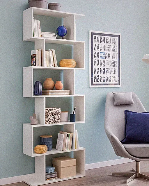 FineBuy Bücherregal FB51366 Standregal weiß Spanplatte Design Aufbewahrungsregal