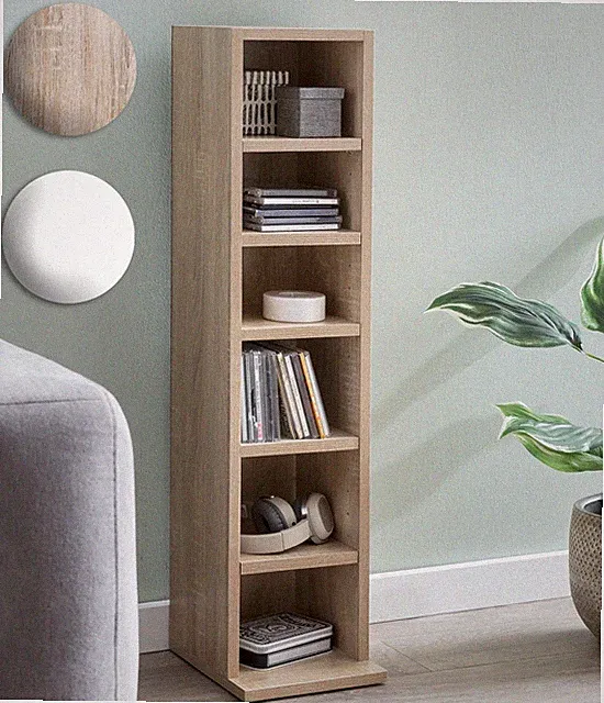 FineBuy Bücherregal SV51375 21x91x20cm Wandregal 6 Fächer Standregal Holzregal