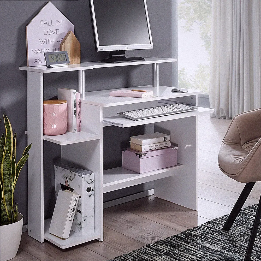FineBuy Computertisch 94 x 90 x 48 cm Schreibtisch Modern mit Tastaturauszug