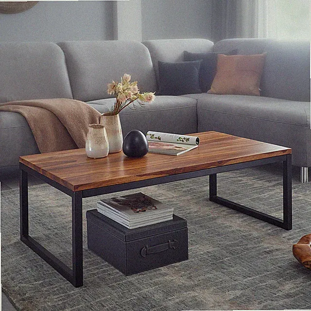 FineBuy Couchtisch 110x40x60 cm Massivholz Wohnzimmertisch Tisch Wohnzimmer