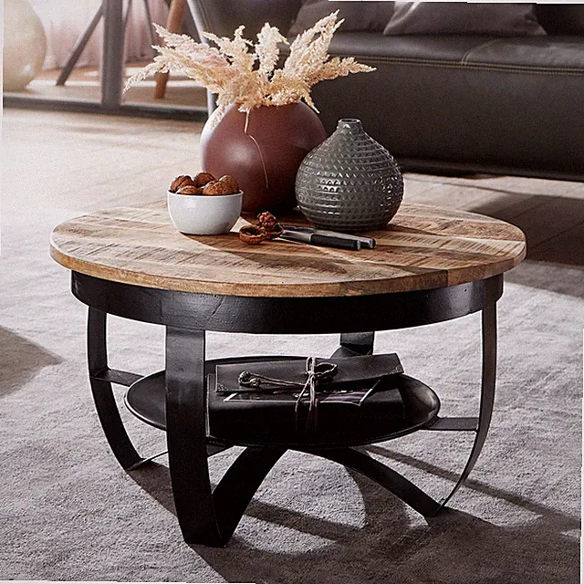 FineBuy Couchtisch 60 cm Wohnzimmertisch Holz Massiv Tisch Wohnzimmer Sofatisch