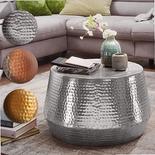 FineBuy Couchtisch Ø 60 cm Aluminium Beistelltisch Sofatisch Wohnzimmertisch Alu