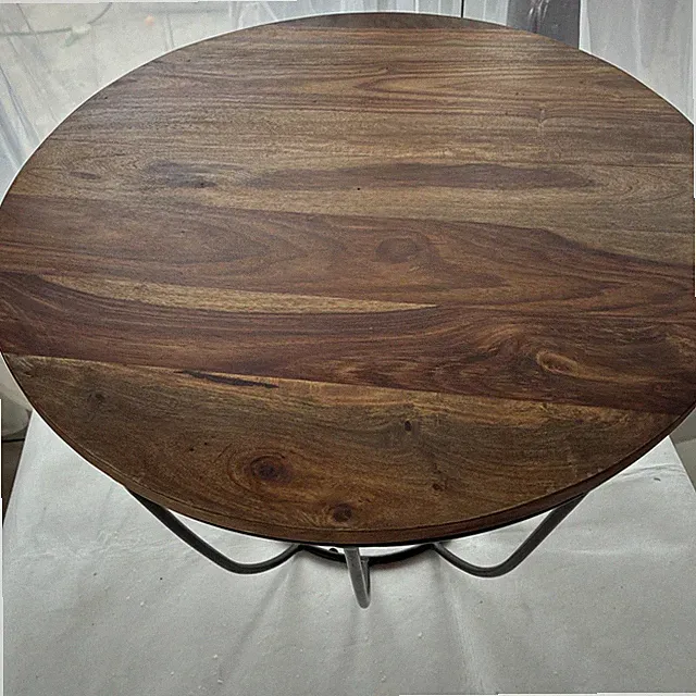 FineBuy Couchtisch Sheesham rund Ø 60 cm Wohnzimmertisch Metallgestell