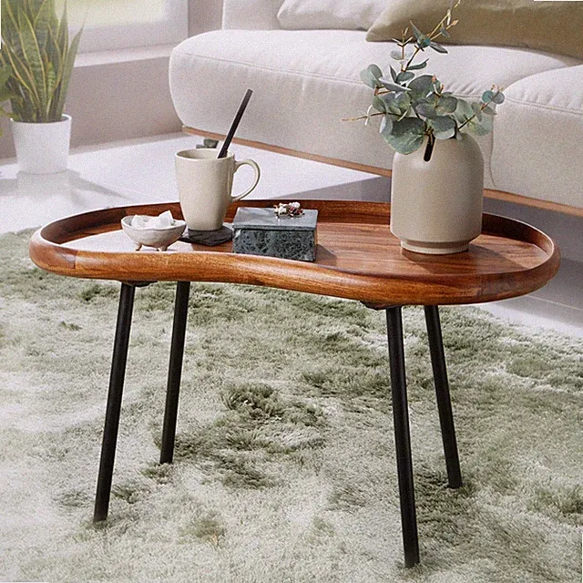FineBuy Couchtisch Sheesham Tisch Beistelltisch Wohnzimmertisch Massivholz