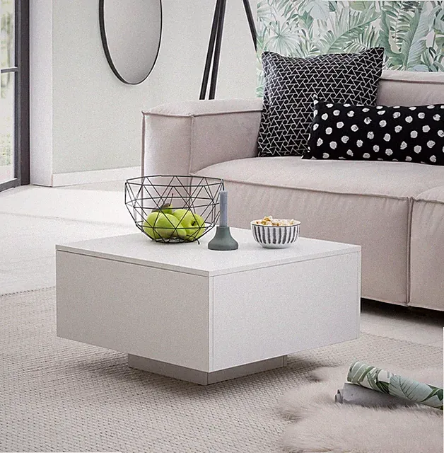FineBuy Couchtisch Weiß 60 x 60 cm Wohnzimmertisch Beistelltisch Quadratisch