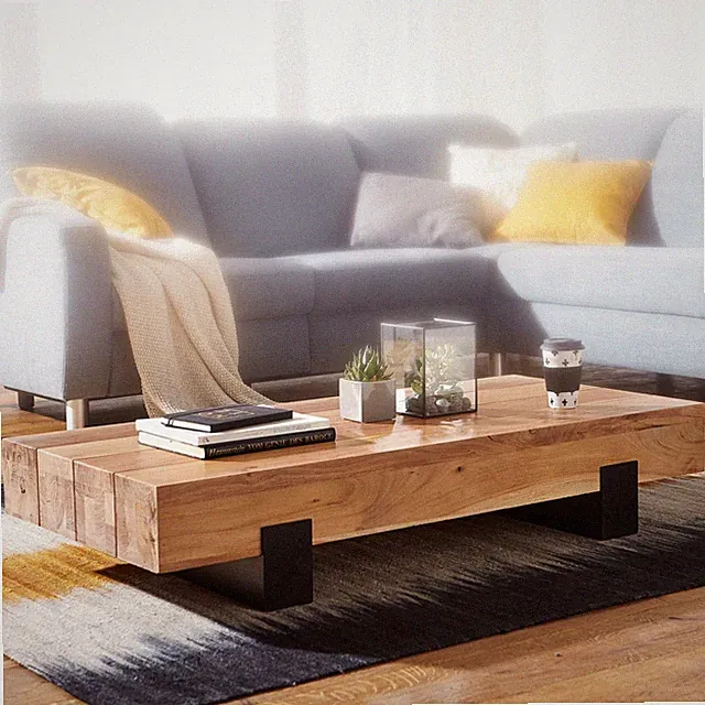 FineBuy Couchtisch Wohnzimmertisch Massivholz Sofatisch Massiv Wohnzimmer Tisch