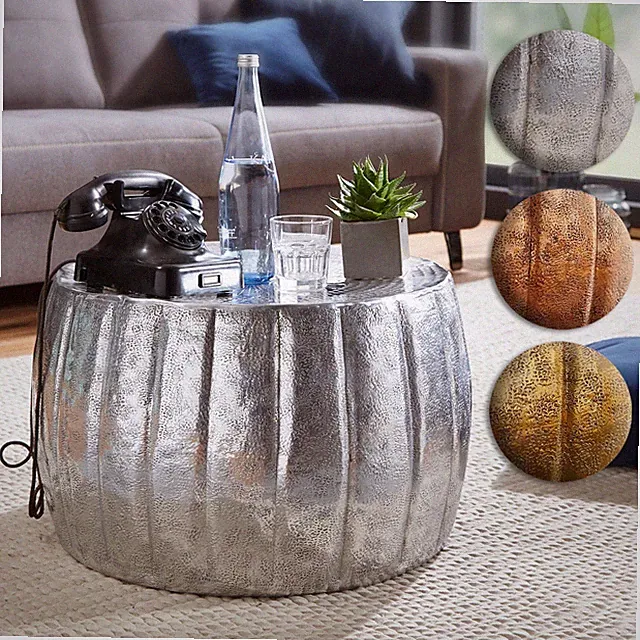 FineBuy Couchtisch Wohnzimmertisch rund Sofatisch Stubentisch Metall Alu Modern