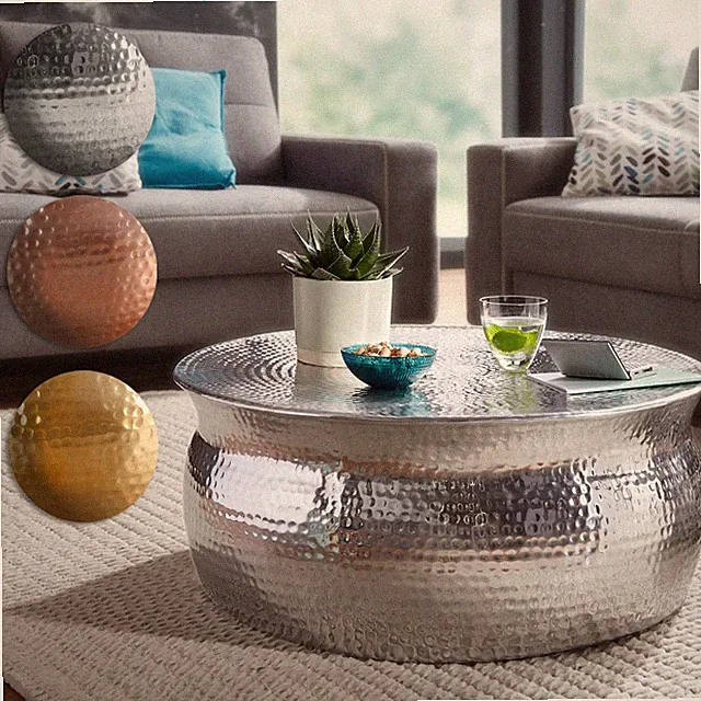 FineBuy Couchtisch Wohnzimmertisch Sofatisch Tisch Rund Ø75 cm Beistelltisch Alu