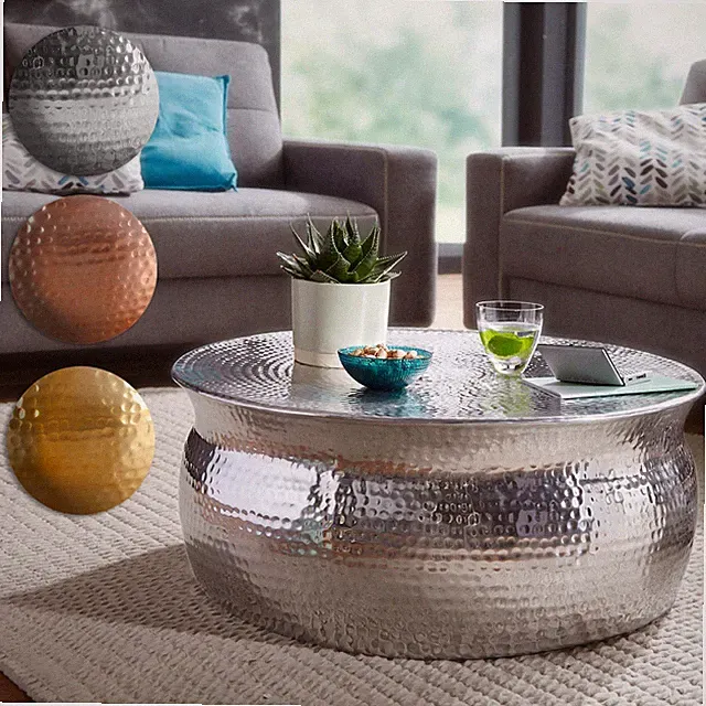 FineBuy Couchtisch Wohnzimmertisch Sofatisch Tisch Rund Ø75 cm Beistelltisch Alu