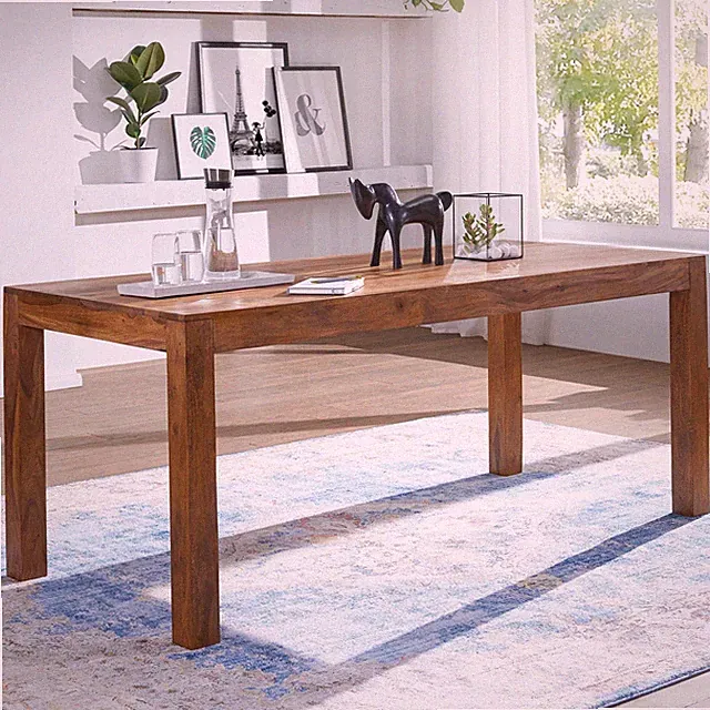FineBuy Esstisch 120cm Massivholz Sheesham Esszimmer-Tisch Küchentisch Landhaus