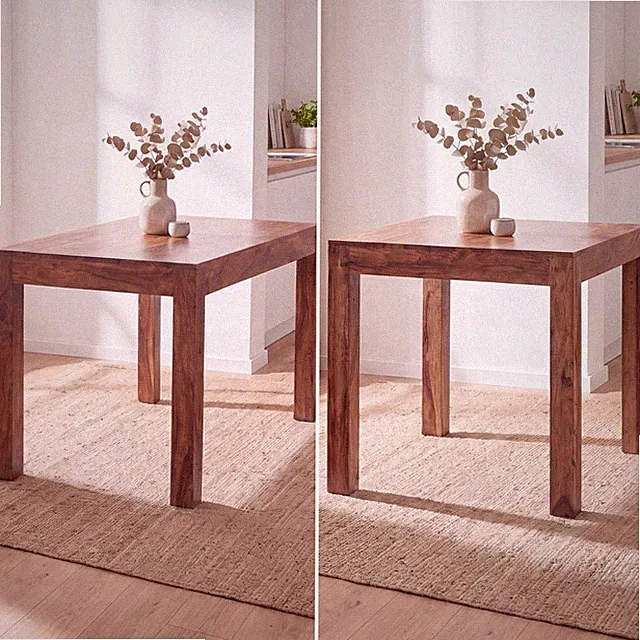 FineBuy Esstisch Massivholz Sheesham Esszimmer-Tisch Küchentisch Landhaus-Stil