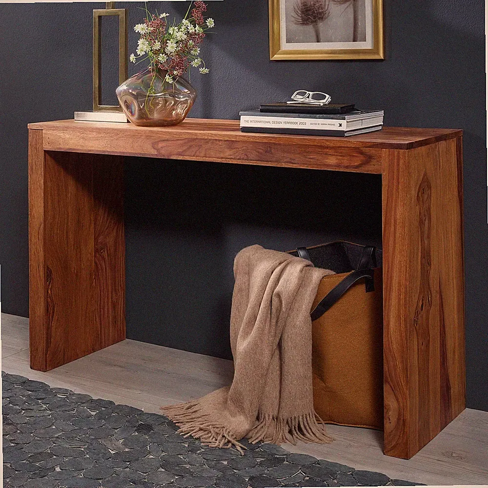 FineBuy Konsolentisch Massivholz Konsole Schreibtisch 115x40x75 cm Flurtisch