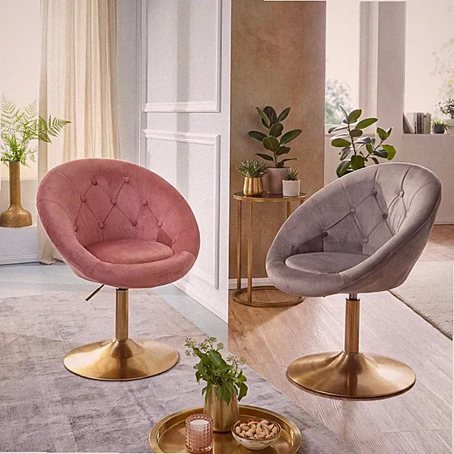 FineBuy Loungesessel Drehstuhl Clubsessel Samt Cocktailsessel Barsessel Sessel