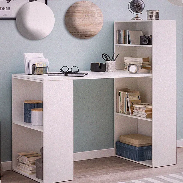 FineBuy Schreibtisch mit Regal 120x120x53 cm Holz Modern Bürotisch PC Tisch