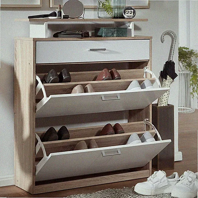 FineBuy Schuhkipper Schuhschrank Schuhregal 16 Paar Schuhe + Ablage + Schublade