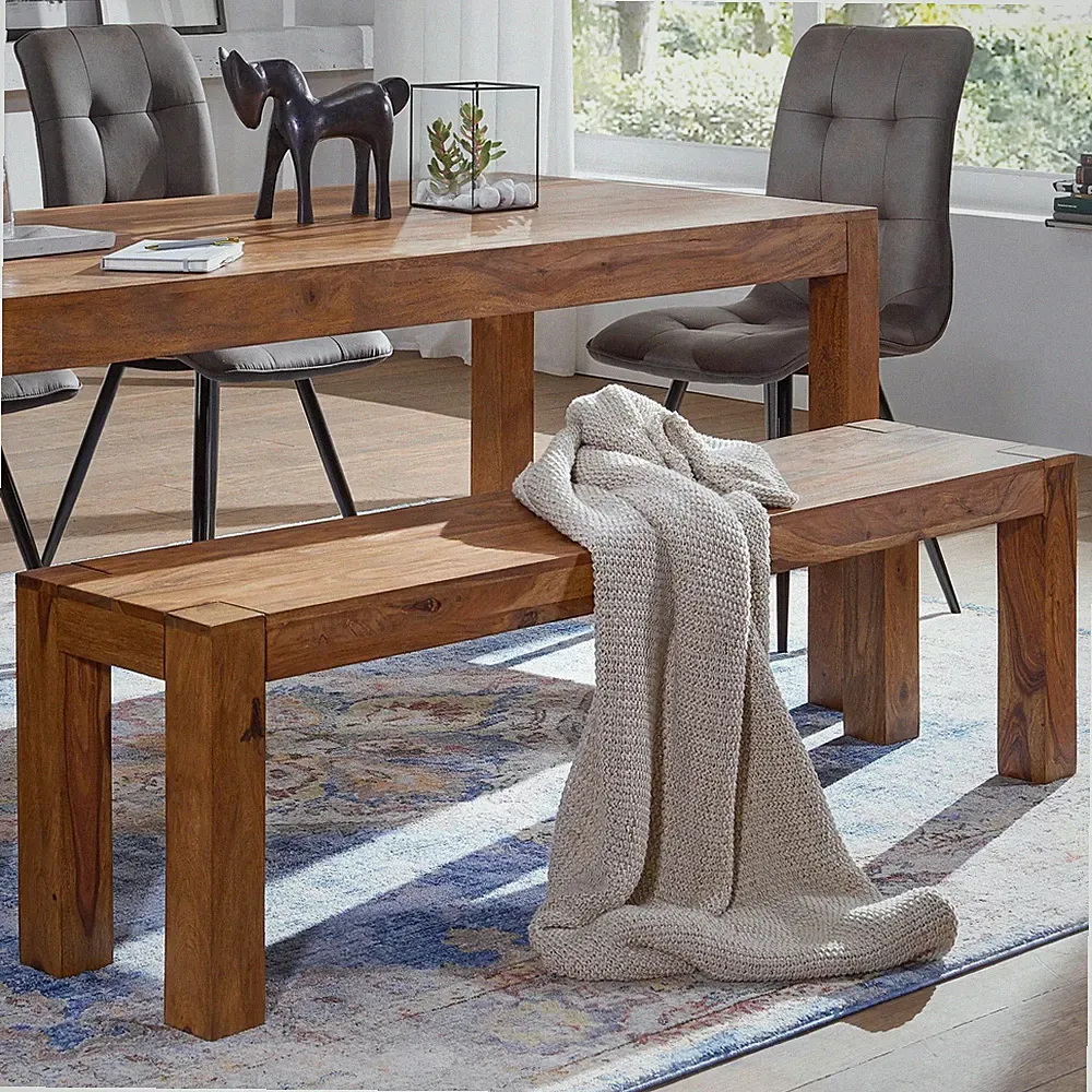 FineBuy Sheesham Massivholz Esszimmer Sitzbank Bank 180 x 35cm Esszimmerbank Neu
