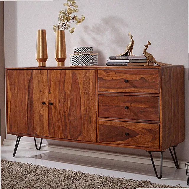 FineBuy Sideboard Landhaus Sheesham Kommode Holz Massiv Anrichte Standschrank
