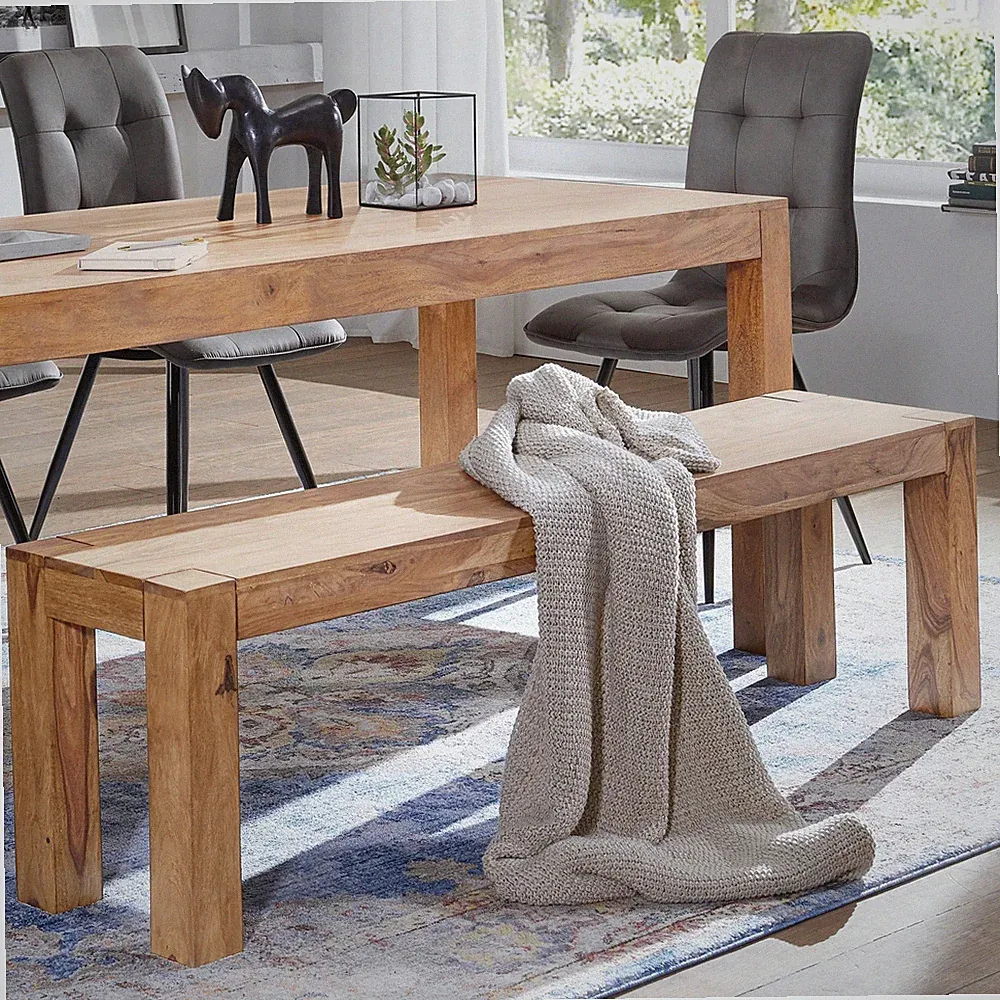 FineBuy Sitzbank 160 cm Massivholz Akazie Esszimerbank Bank Küchenbank Holzbank