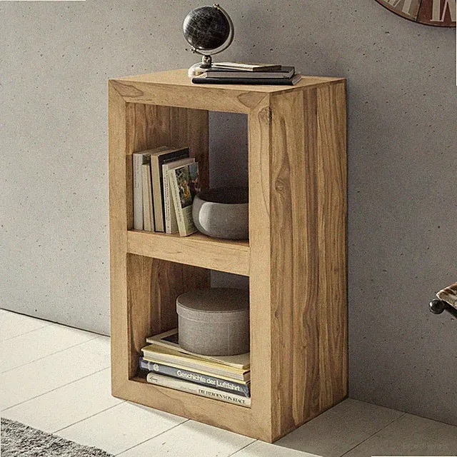 FineBuy Standregal Massivholz 88 cm Holzregal Akazie Beistelltisch Landhaus