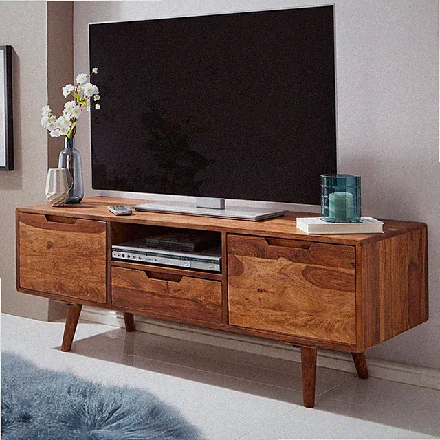 FineBuy TV Lowboard Massivholz Fernsehkommode Sideboard Fernsehschrank TV Bank